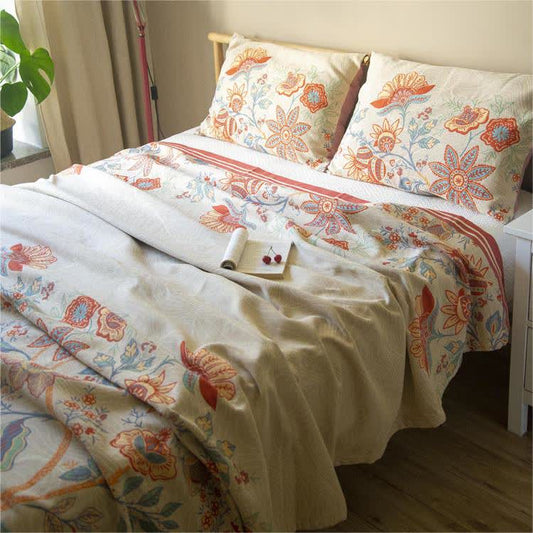 Couette en gaze de coton respirante avec fleurs rustiques