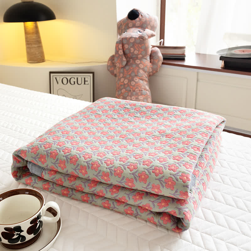 Couette d'été en gaze de coton à belles fleurs