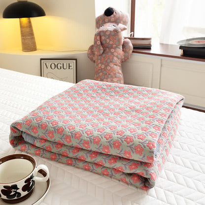 Couette d'été en gaze de coton à belles fleurs