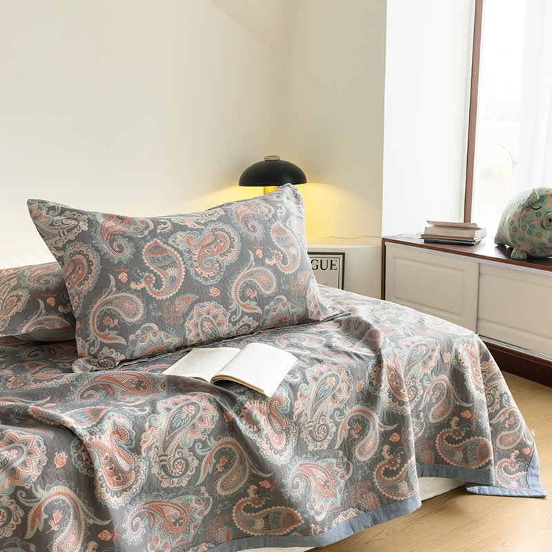 Couette d'été en gaze de coton à motif cachemire rétro