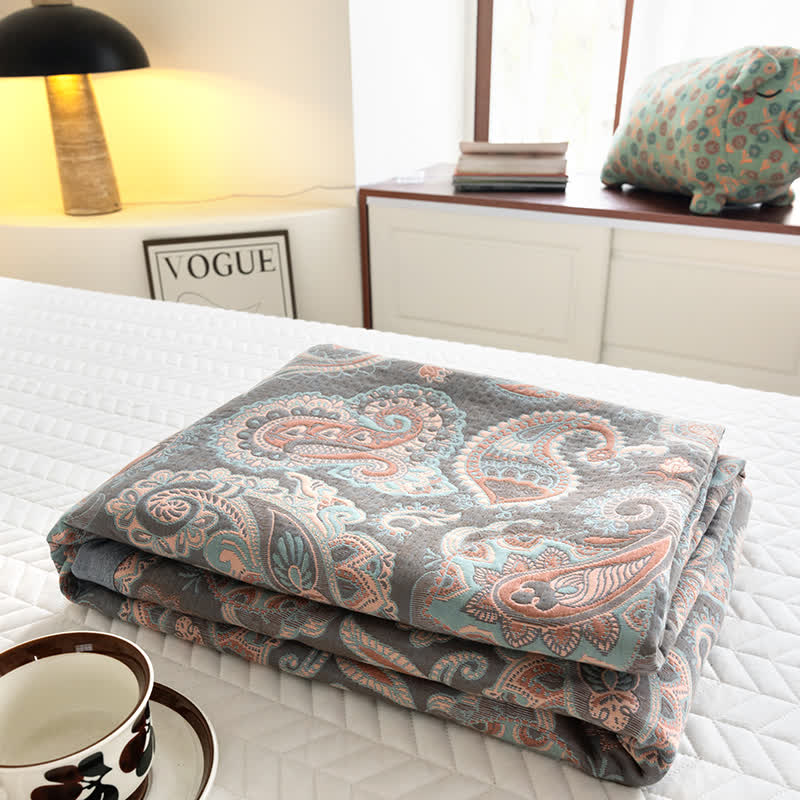 Couette d'été en gaze de coton à motif cachemire rétro