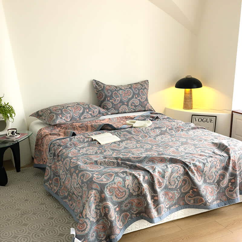 Couette d'été en gaze de coton à motif cachemire rétro