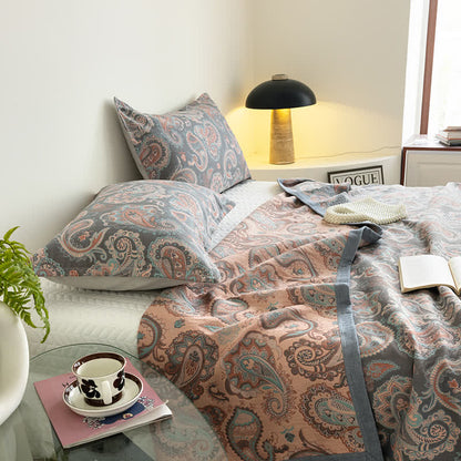 Couette d'été en gaze de coton à motif cachemire rétro