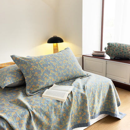 Couverture élégante et douce en gaze de coton à motif floral