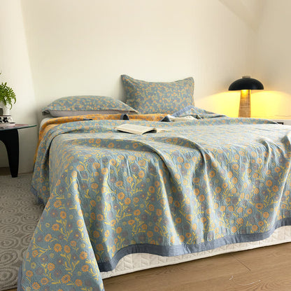 Couverture élégante et douce en gaze de coton à motif floral
