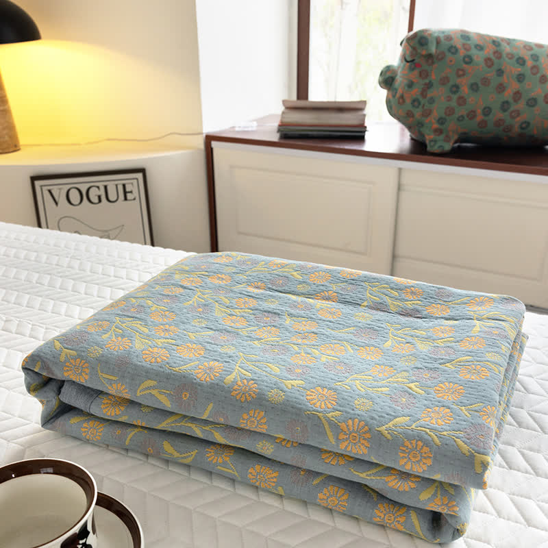 Couverture élégante et douce en gaze de coton à motif floral
