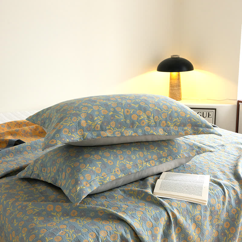 Couverture élégante et douce en gaze de coton à motif floral