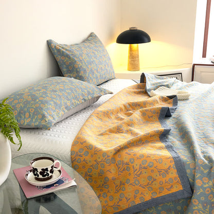 Couverture élégante et douce en gaze de coton à motif floral