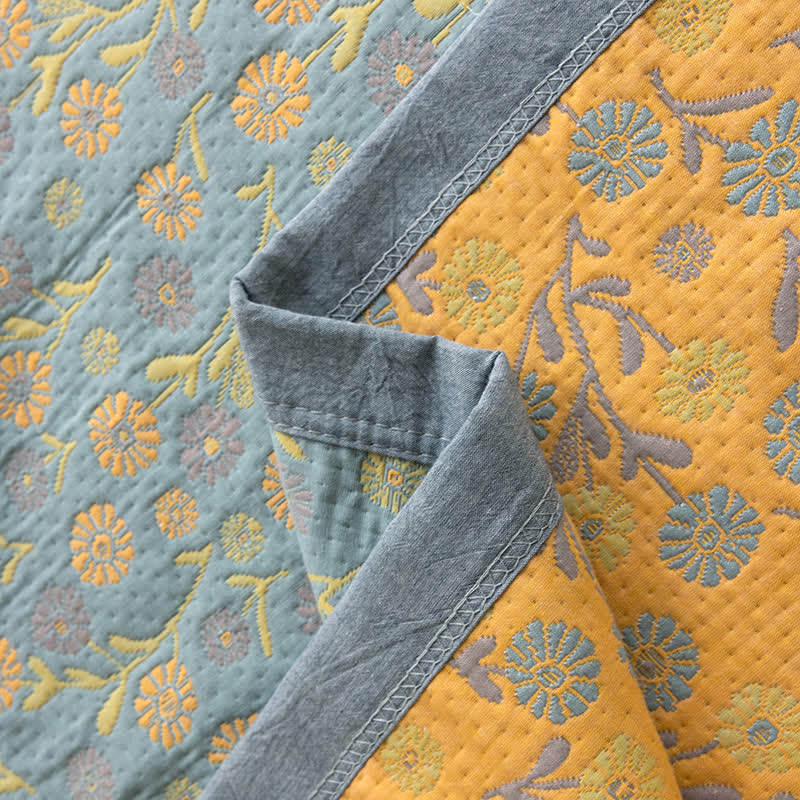 Couverture élégante et douce en gaze de coton à motif floral