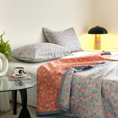 Couverture élégante et douce en gaze de coton à motif floral