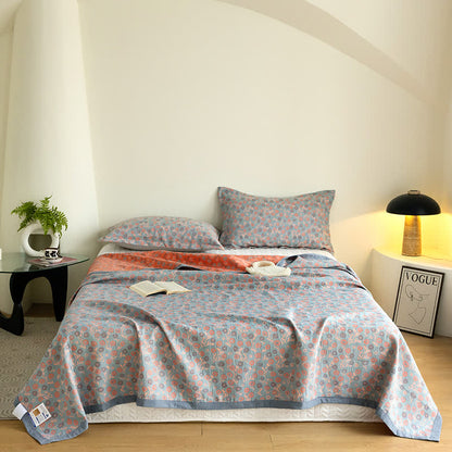 Couverture élégante et douce en gaze de coton à motif floral