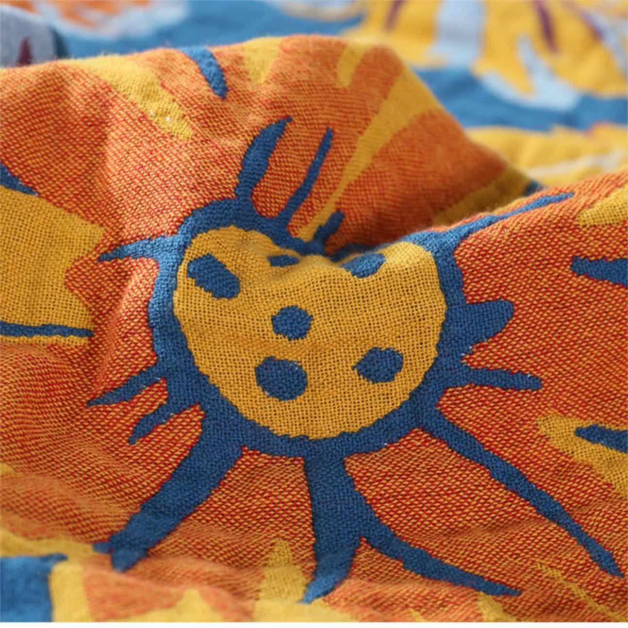 Couette rustique et respirante en gaze de coton avec motif tournesol