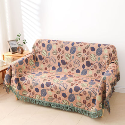 Couette réversible à pompons en forme de feuilles en coton Refresh