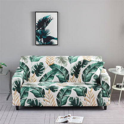 Housse de canapé élastique et extensible avec motif feuille de bananier