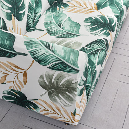 Housse de canapé élastique et extensible avec motif feuille de bananier
