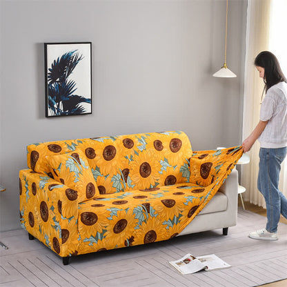 Housse de canapé élastique et extensible avec motif tournesol