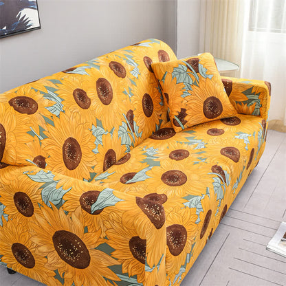 Housse de canapé élastique et extensible avec motif tournesol