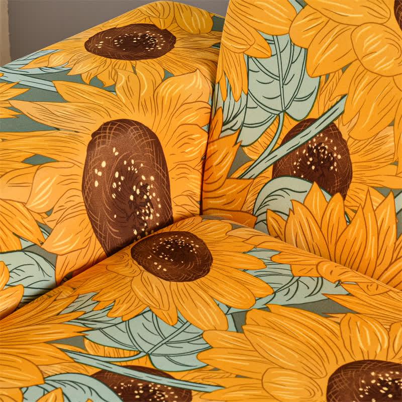 Housse de canapé élastique et extensible avec motif tournesol