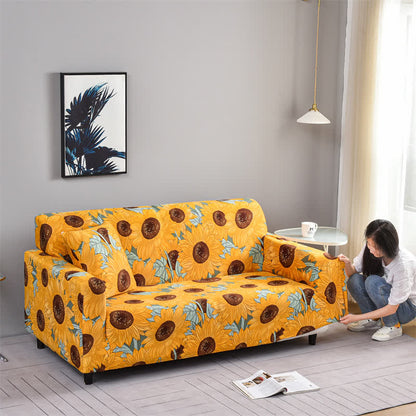 Housse de canapé élastique et extensible avec motif tournesol
