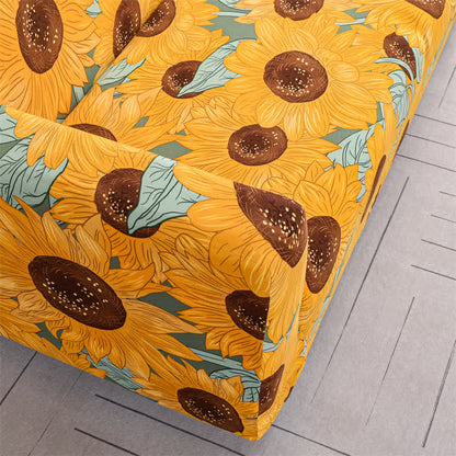 Housse de canapé élastique et extensible avec motif tournesol