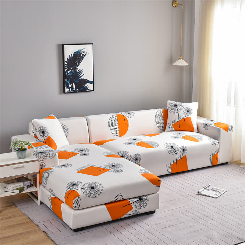 Housse de canapé extensible avec motif géométrique de pissenlit