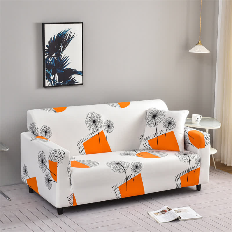 Housse de canapé extensible avec motif géométrique de pissenlit