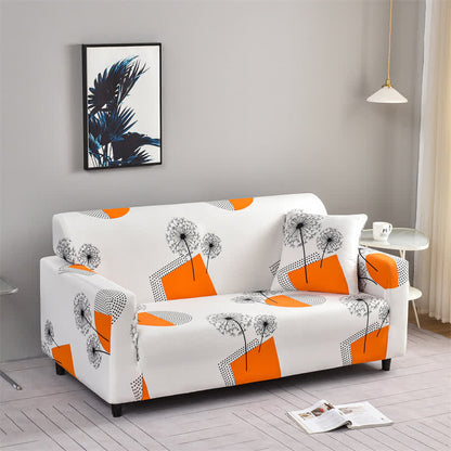 Housse de canapé extensible avec motif géométrique de pissenlit