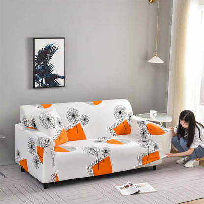 Housse de canapé extensible avec motif géométrique de pissenlit