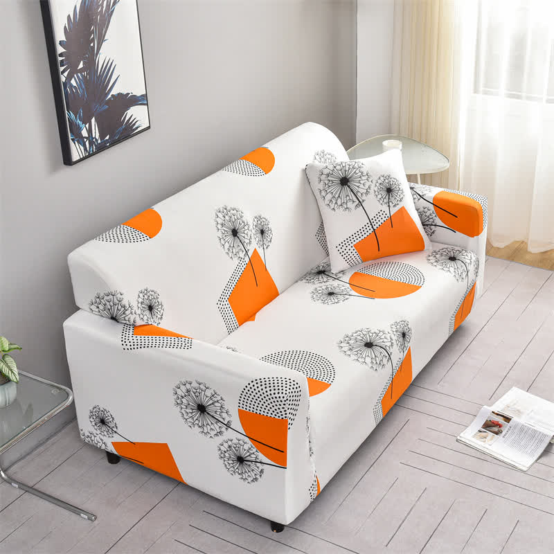 Housse de canapé extensible avec motif géométrique de pissenlit