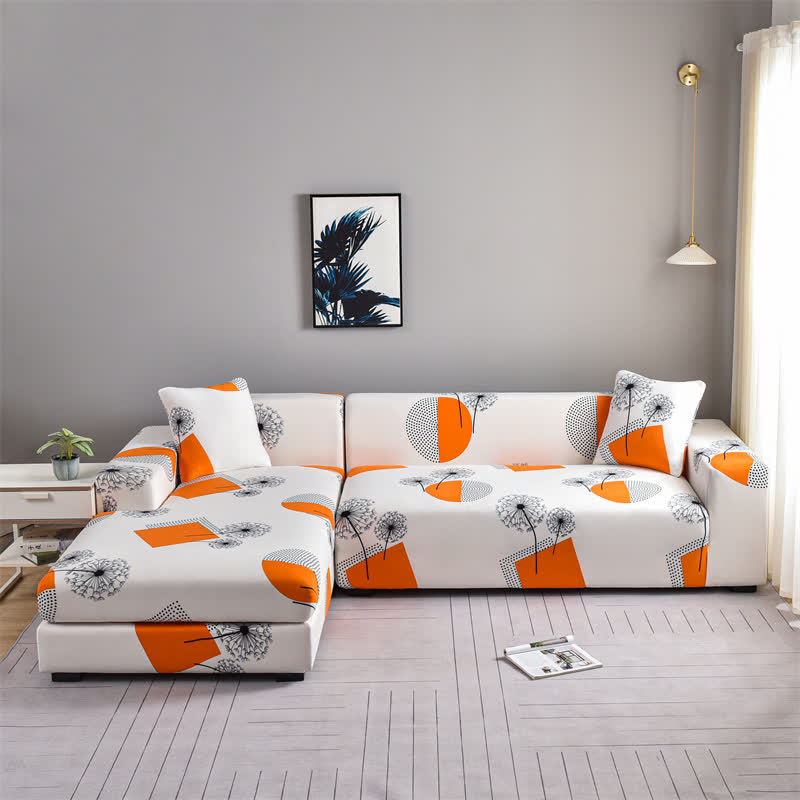Housse de canapé extensible avec motif géométrique de pissenlit