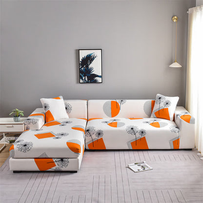 Housse de canapé extensible avec motif géométrique de pissenlit