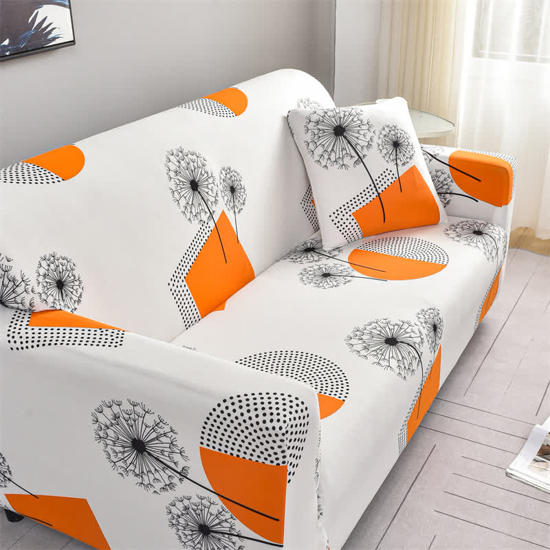 Housse de canapé extensible avec motif géométrique de pissenlit