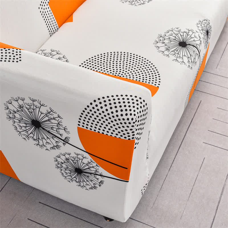 Housse de canapé extensible avec motif géométrique de pissenlit