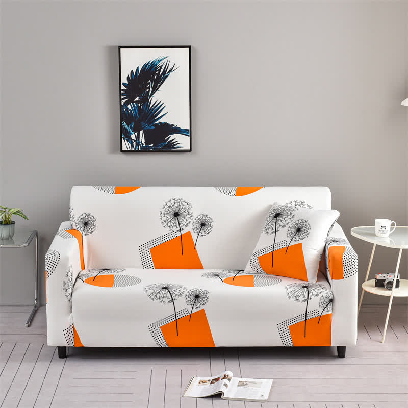 Housse de canapé extensible avec motif géométrique de pissenlit