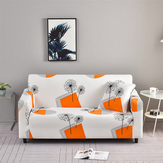 Housse de canapé extensible avec motif géométrique de pissenlit