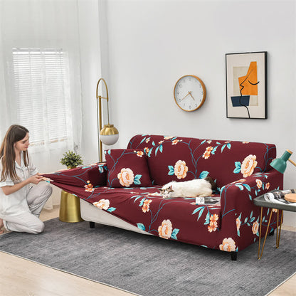 Housse de canapé élégante, élastique et extensible avec motif floral