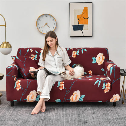 Housse de canapé élégante, élastique et extensible avec motif floral
