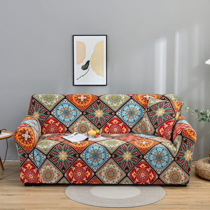 Housse de canapé élastique avec des fleurs de mandala rétro