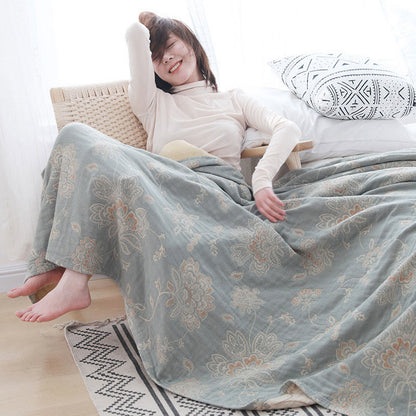Couette légère réversible en coton à motif floral
