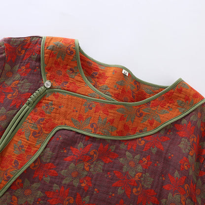 Ensemble pyjama en gaze de coton à motif floral et fermeture grenouille - image 2