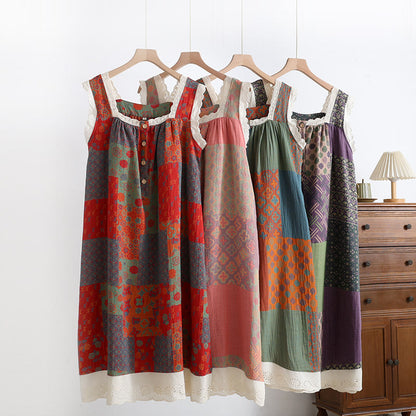 Chemise de nuit camisole rembourrée en pur coton