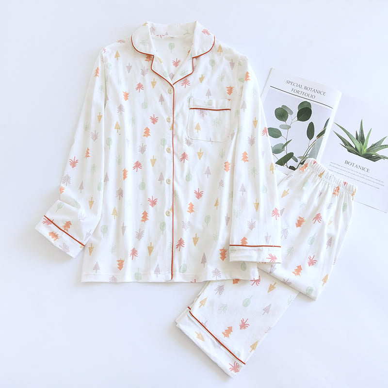 Ensemble de vêtements d'intérieur en pur coton avec motif sapin de Noël