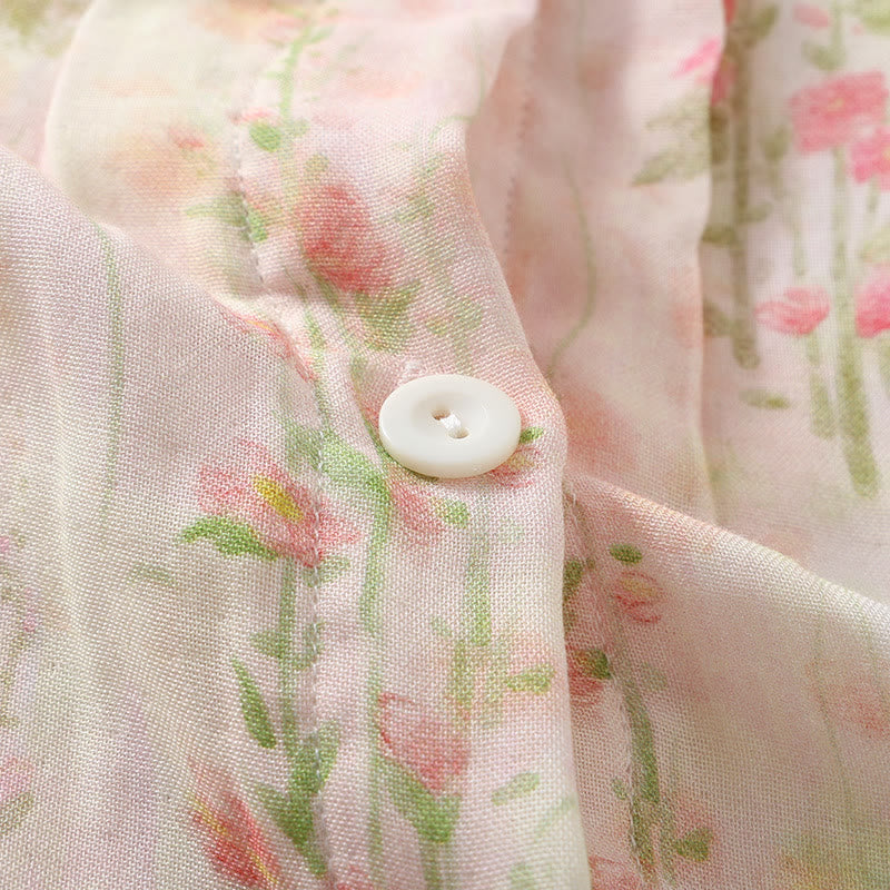 Ensemble de vêtements de nuit rembourrés en fibre de bambou à motif floral