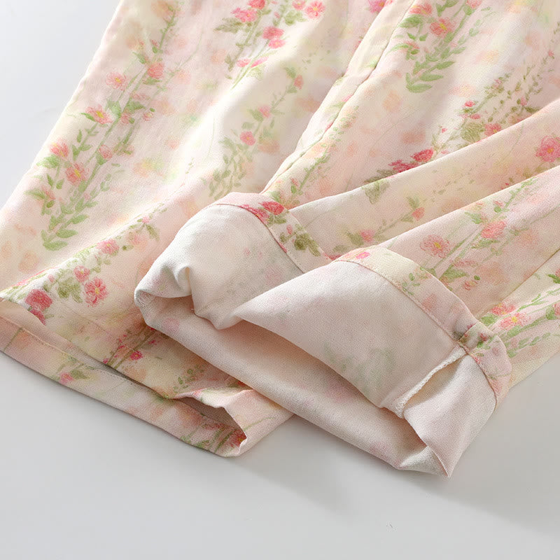 Ensemble de vêtements de nuit rembourrés en fibre de bambou à motif floral