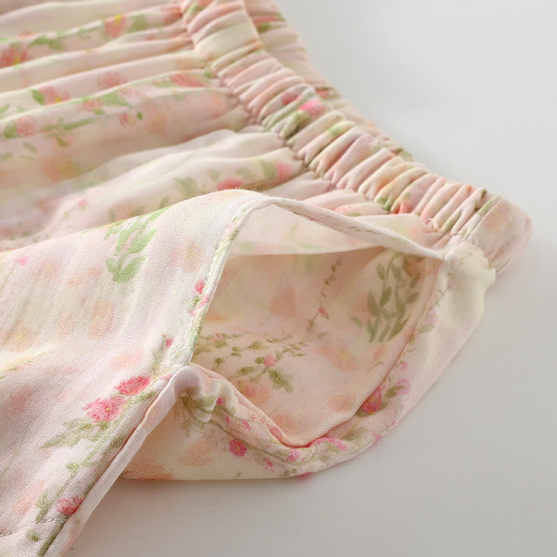 Ensemble de vêtements de nuit rembourrés en fibre de bambou à motif floral