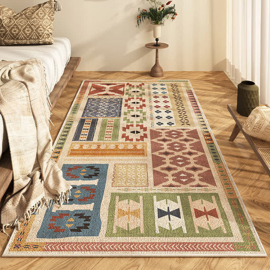 Tapis de couloir antidérapant géométrique bohème