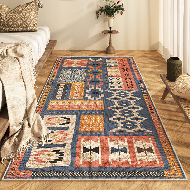 Tapis de couloir antidérapant géométrique bohème