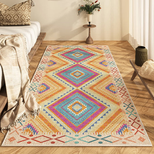 Tapis décoratif antidérapant de style ethnique