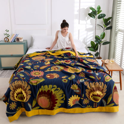 Couette en coton respirant à motif floral ethnique