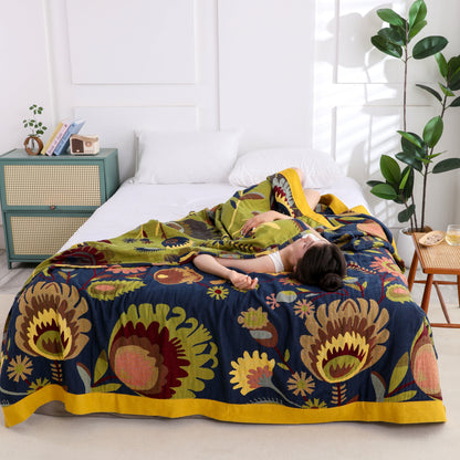 Couette en coton respirant à motif floral ethnique
